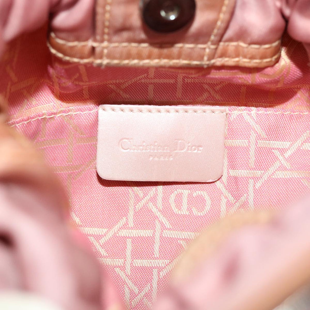 CHRISTIAN DIOR Maris Pearl Hand Bag Nylon Pink Auth yb139