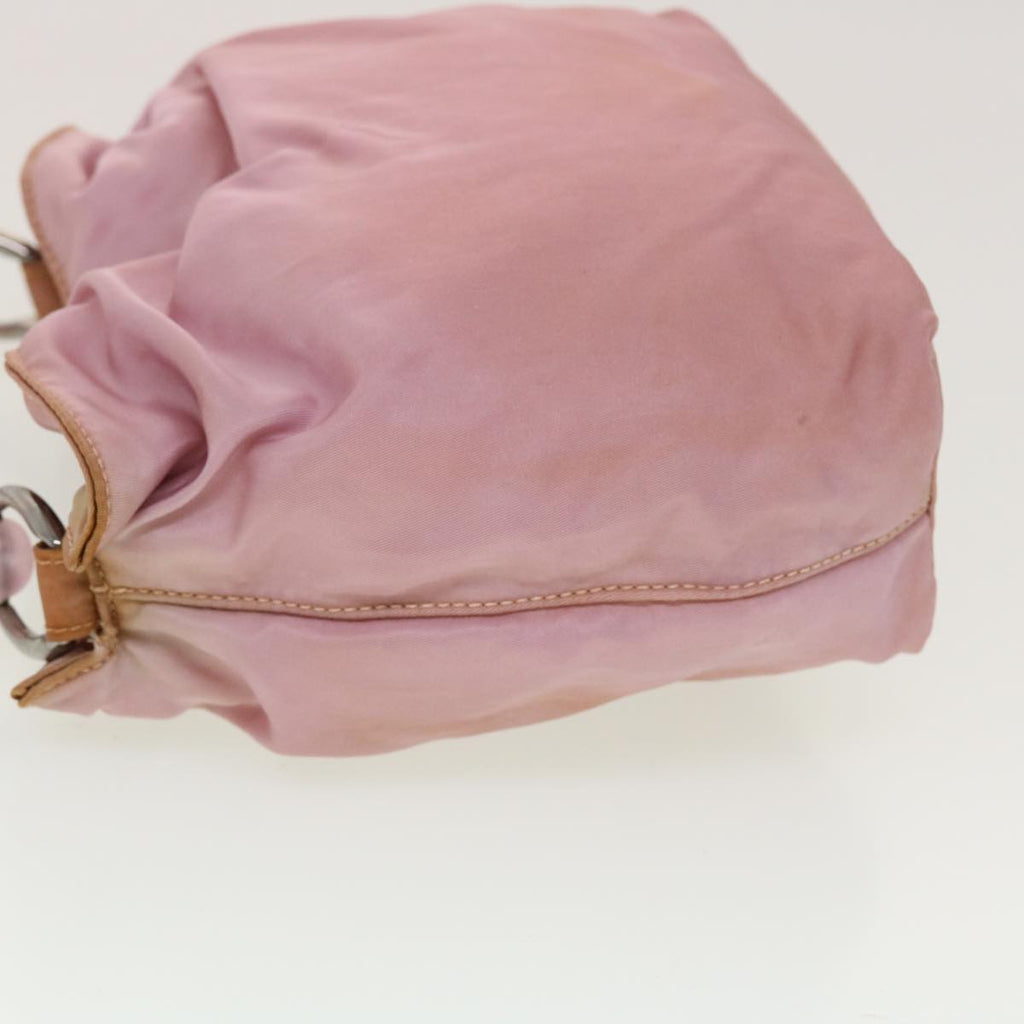 CHRISTIAN DIOR Maris Pearl Hand Bag Nylon Pink Auth yb139