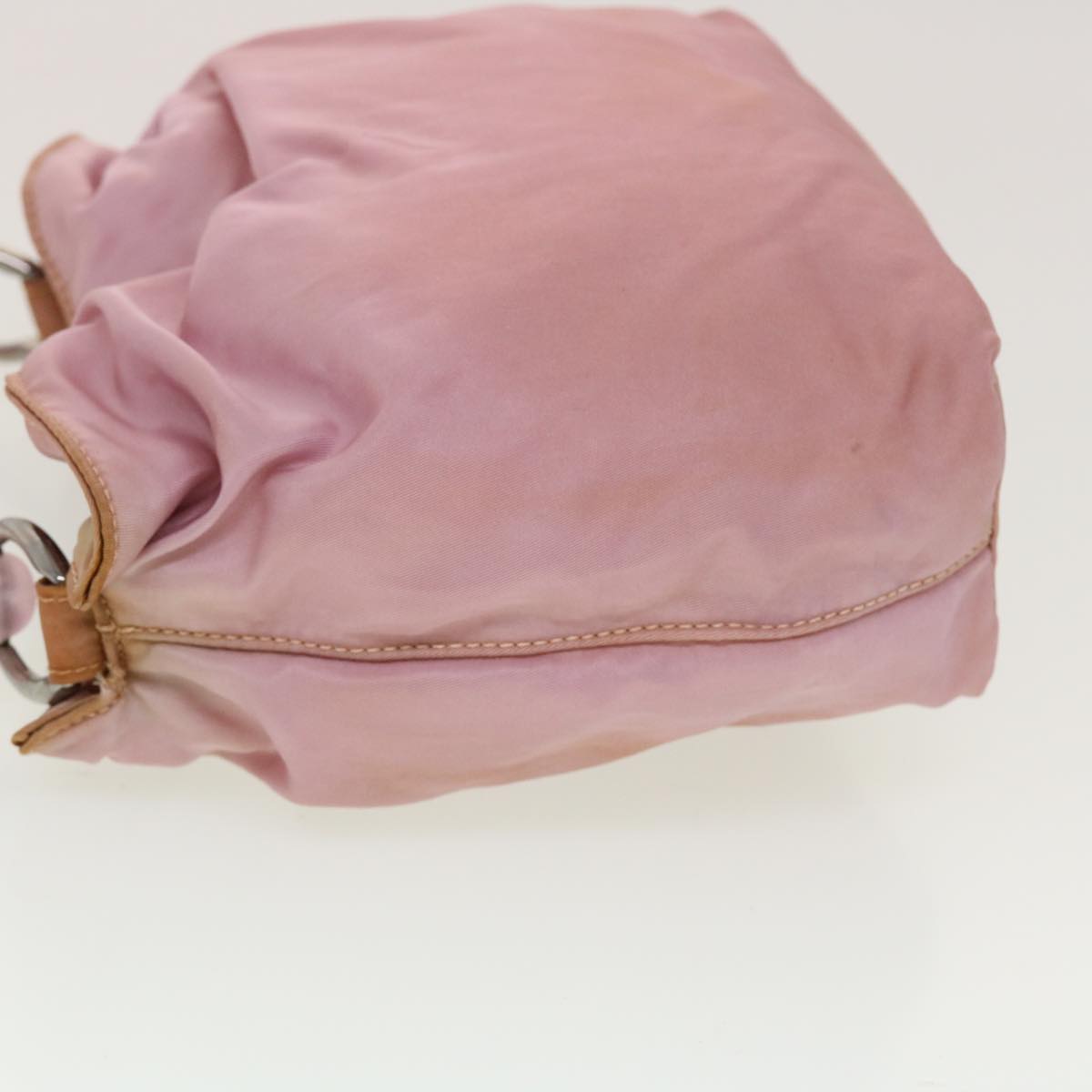 CHRISTIAN DIOR Maris Pearl Hand Bag Nylon Pink Auth yb139
