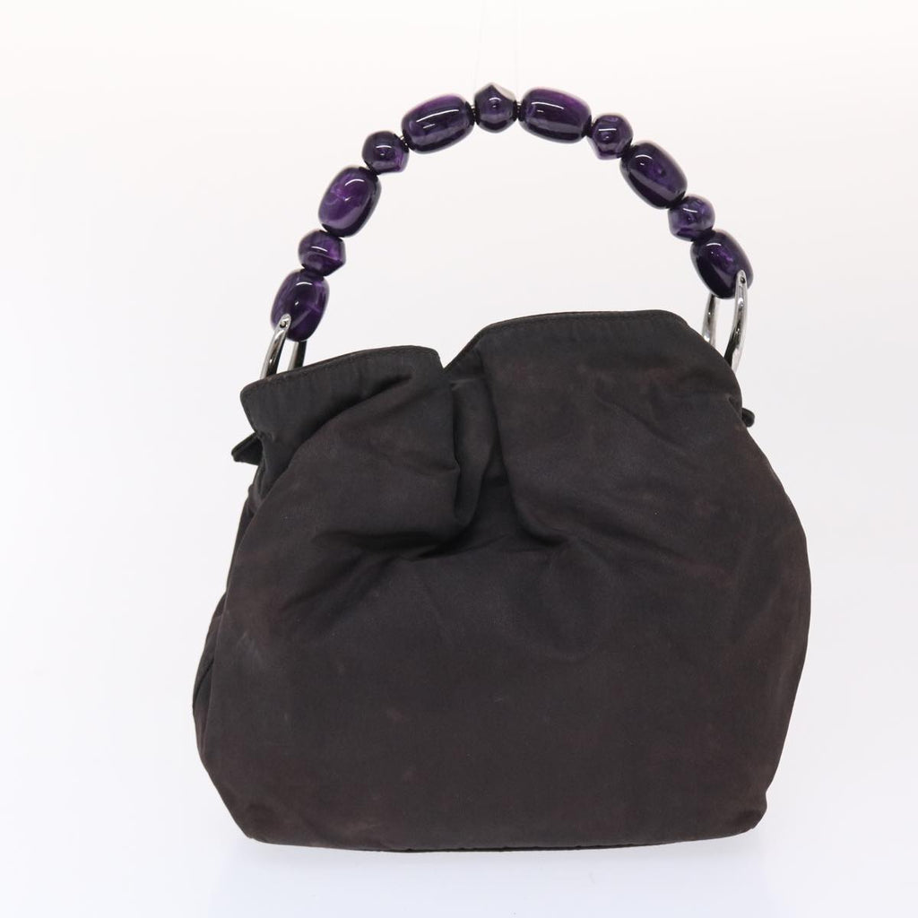 CHRISTIAN DIOR Maris Pearl Hand Bag Nylon Purple Auth yb286
