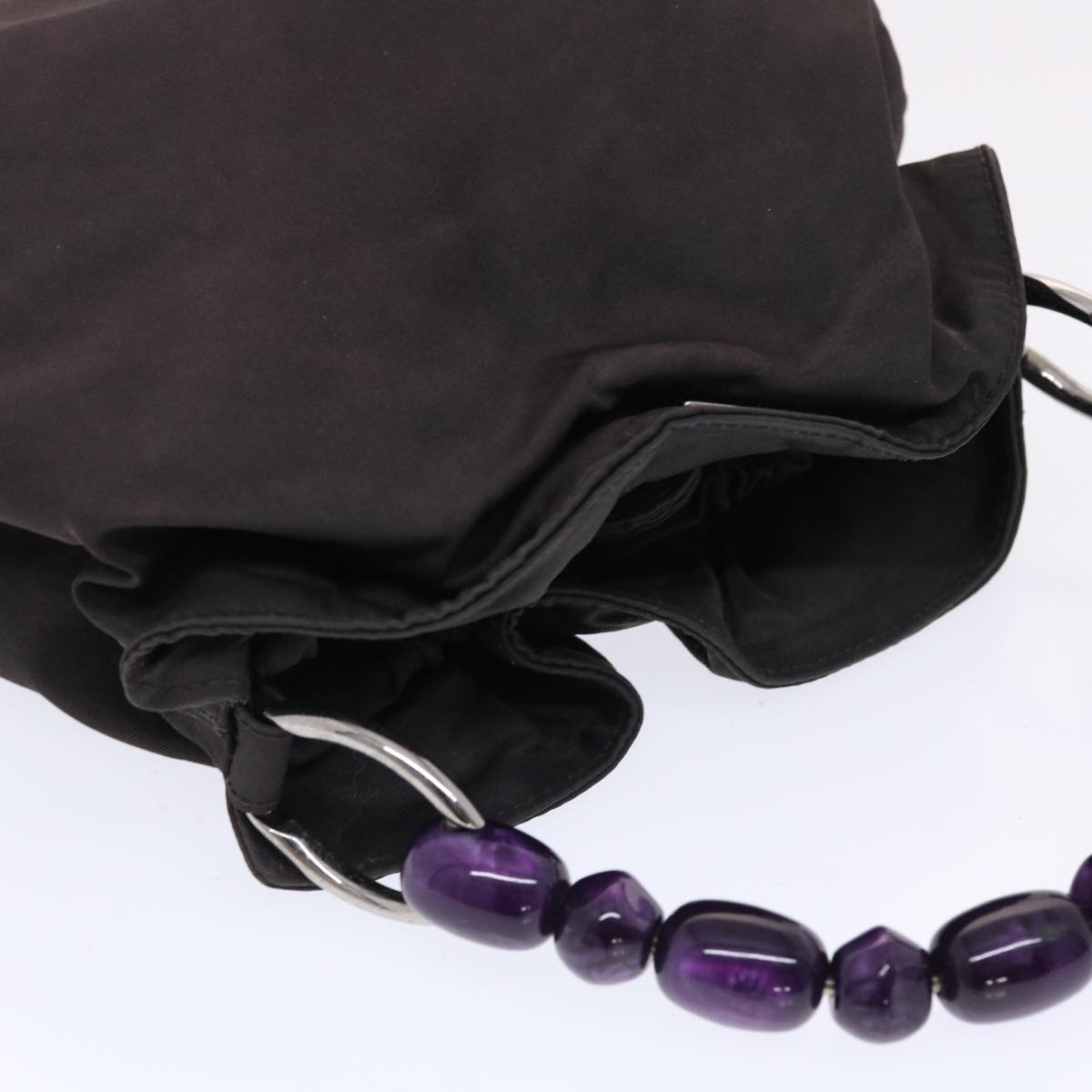 CHRISTIAN DIOR Maris Pearl Hand Bag Nylon Purple Auth yb286