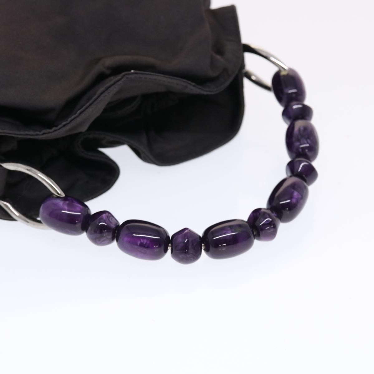 CHRISTIAN DIOR Maris Pearl Hand Bag Nylon Purple Auth yb286