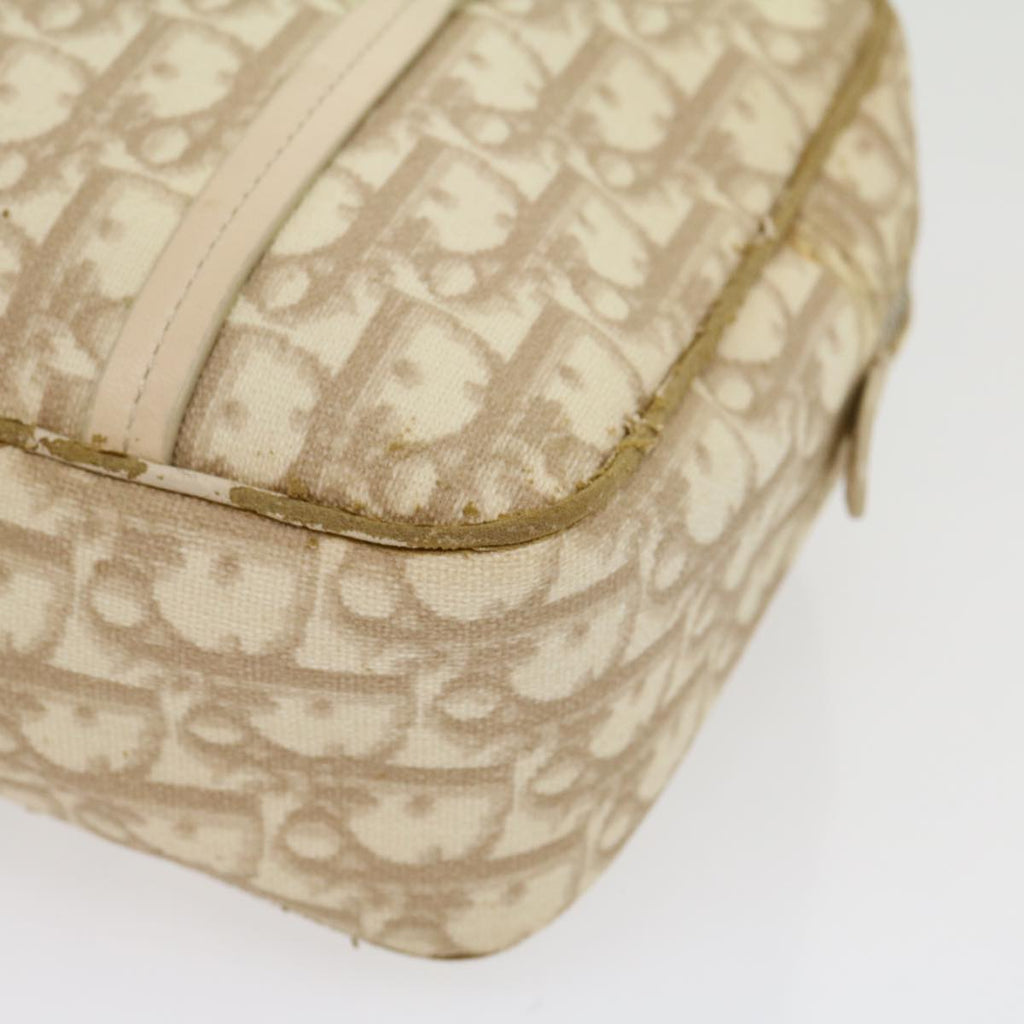 CHRISTIAN DIOR Trotter Canvas Hand Bag PVC Leather Beige Auth yk4818