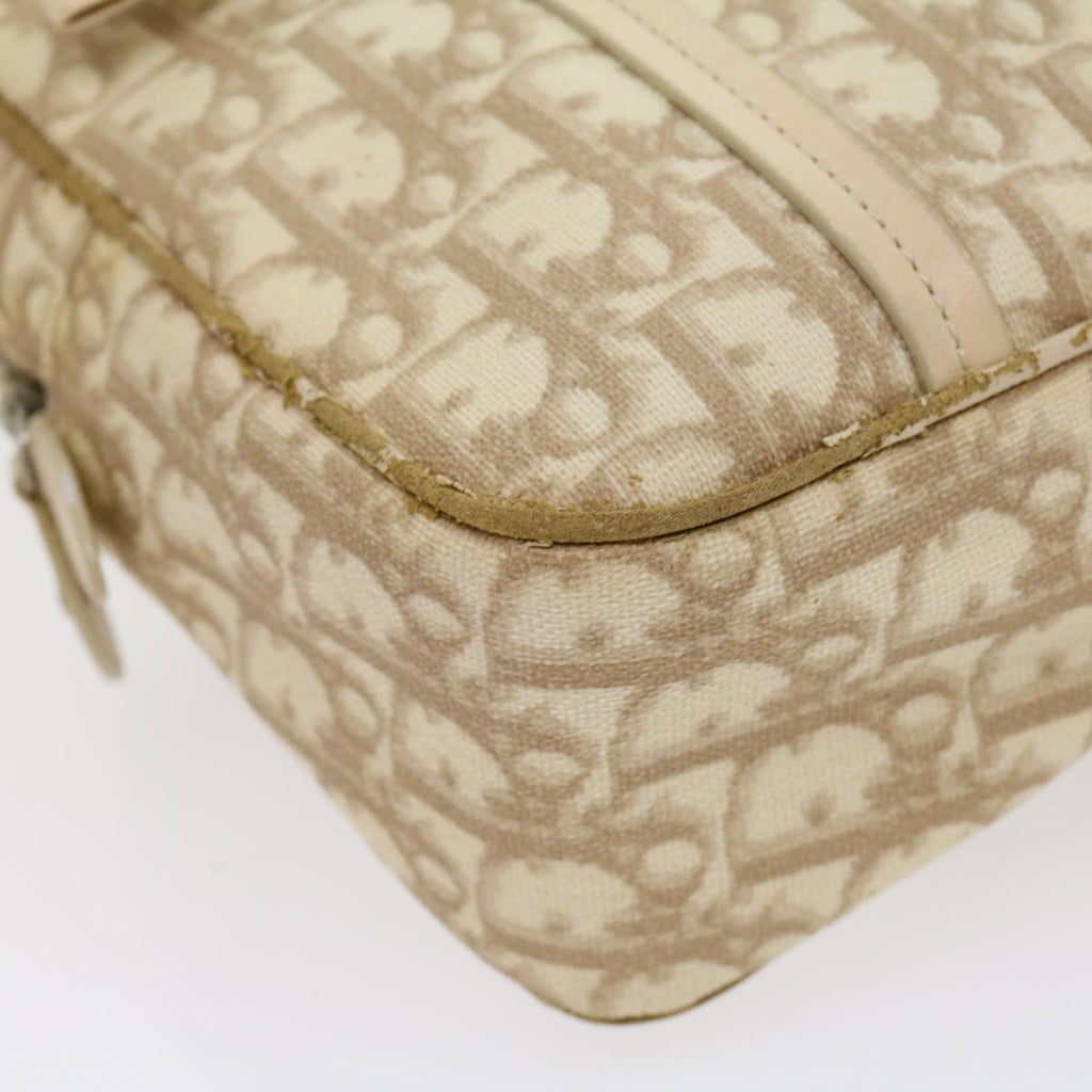 CHRISTIAN DIOR Trotter Canvas Hand Bag PVC Leather Beige Auth yk4818