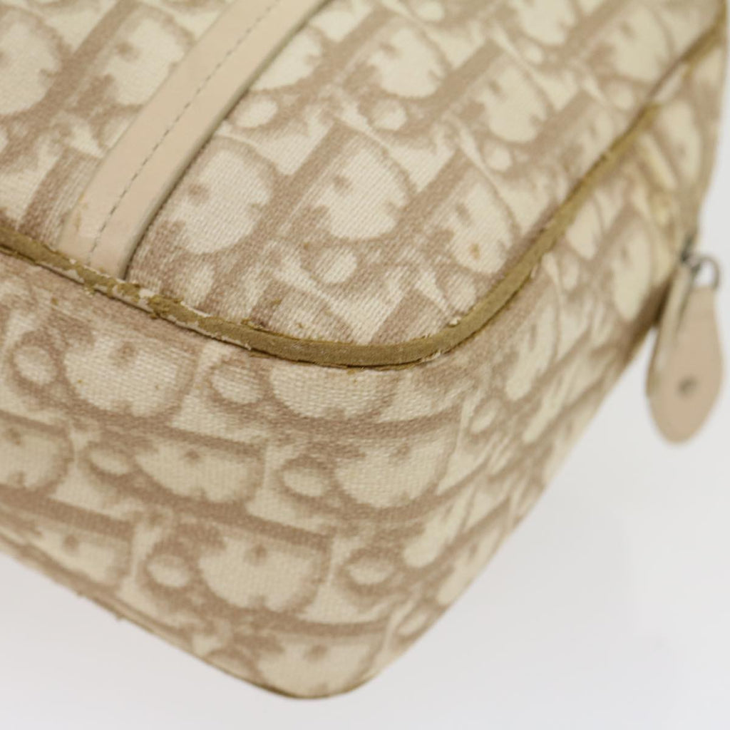 CHRISTIAN DIOR Trotter Canvas Hand Bag PVC Leather Beige Auth yk4818