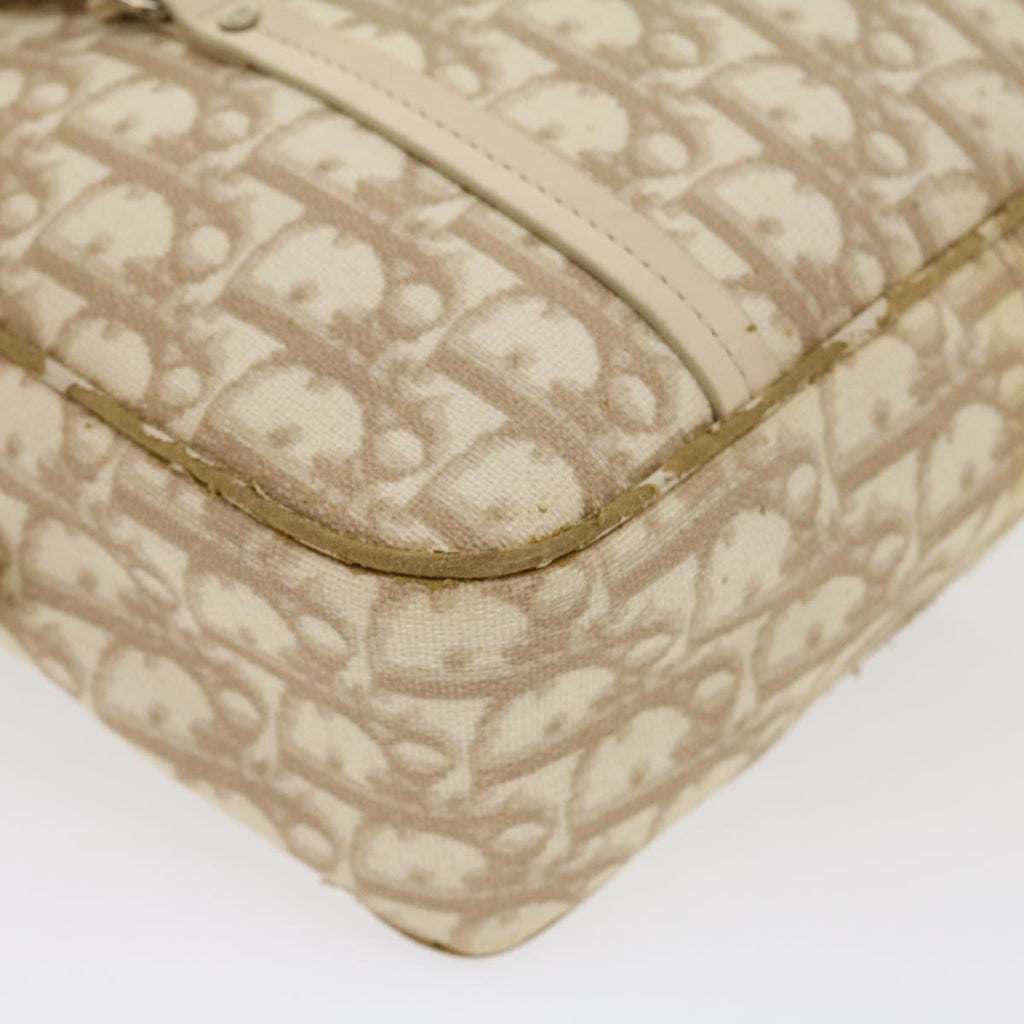 CHRISTIAN DIOR Trotter Canvas Hand Bag PVC Leather Beige Auth yk4818
