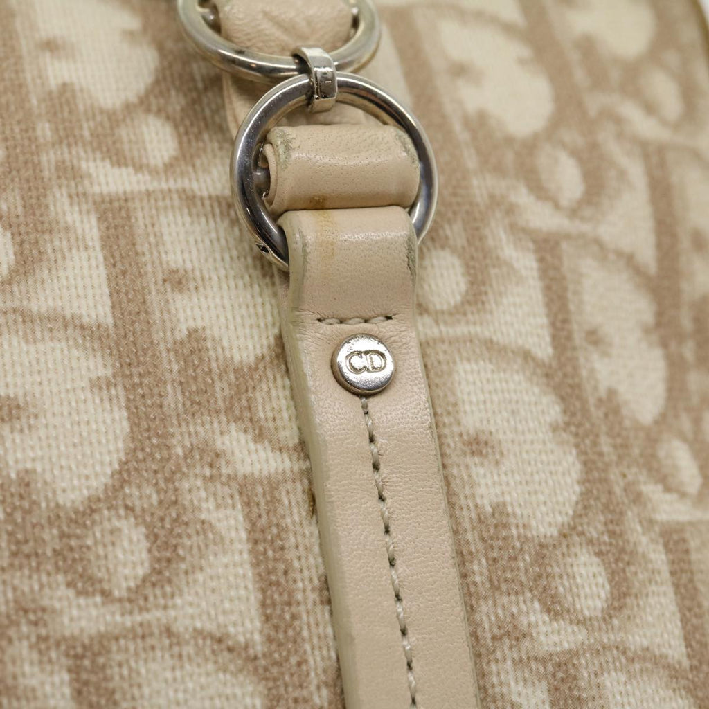 CHRISTIAN DIOR Trotter Canvas Hand Bag PVC Leather Beige Auth yk4818