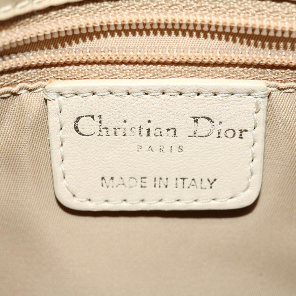 CHRISTIAN DIOR Trotter Canvas Hand Bag PVC Leather Beige Auth yk4818