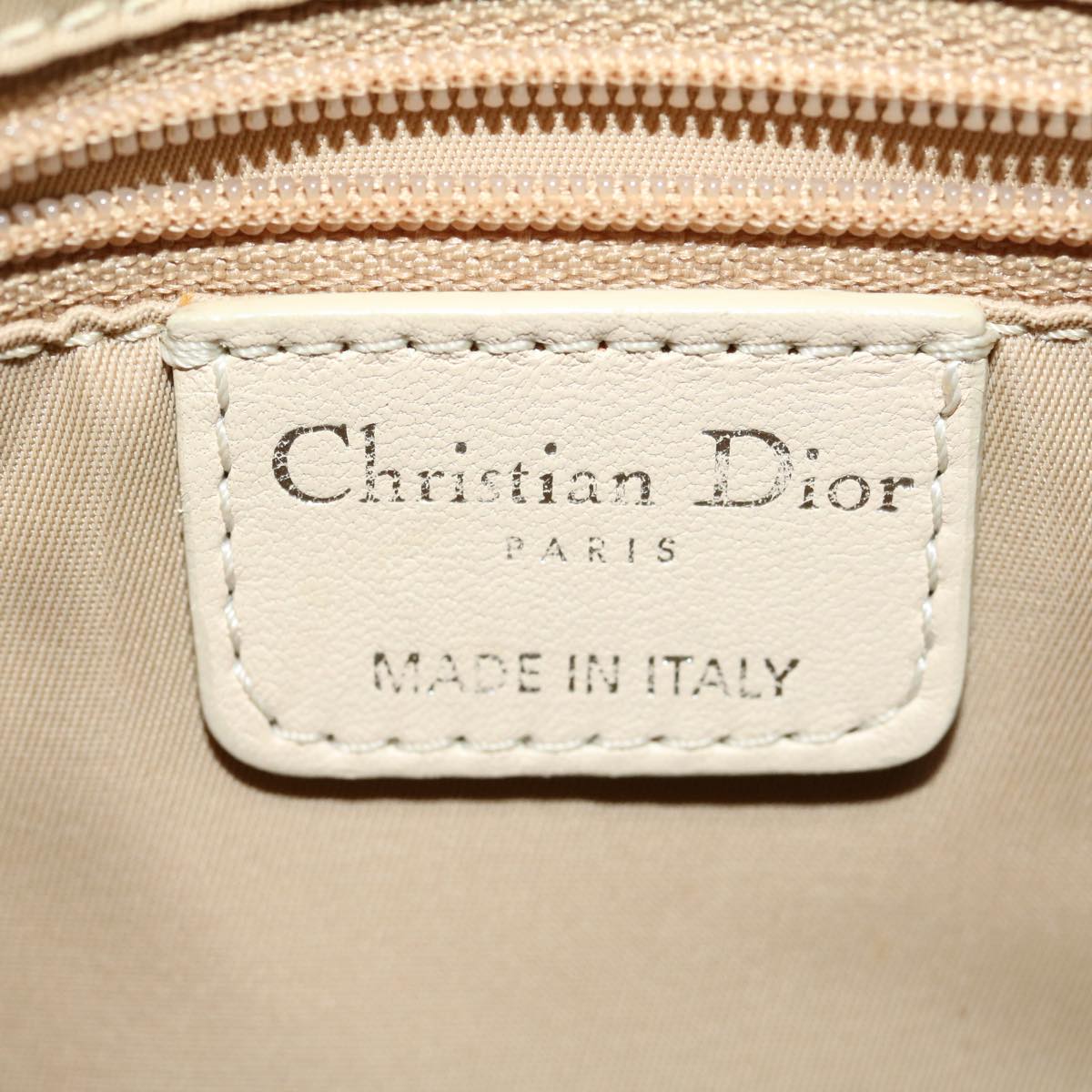 CHRISTIAN DIOR Trotter Canvas Hand Bag PVC Leather Beige Auth yk4818
