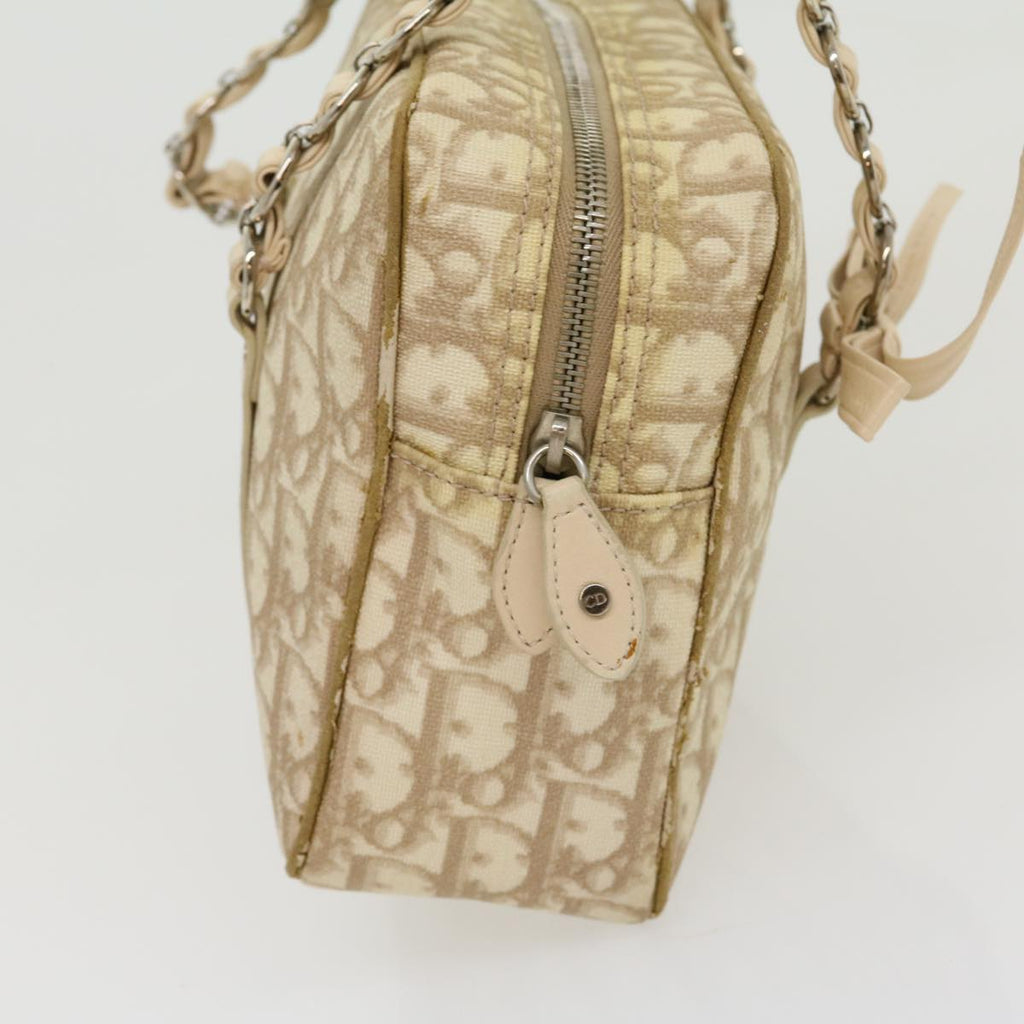 CHRISTIAN DIOR Trotter Canvas Hand Bag PVC Leather Beige Auth yk4818