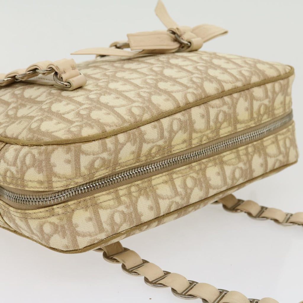 CHRISTIAN DIOR Trotter Canvas Hand Bag PVC Leather Beige Auth yk4818