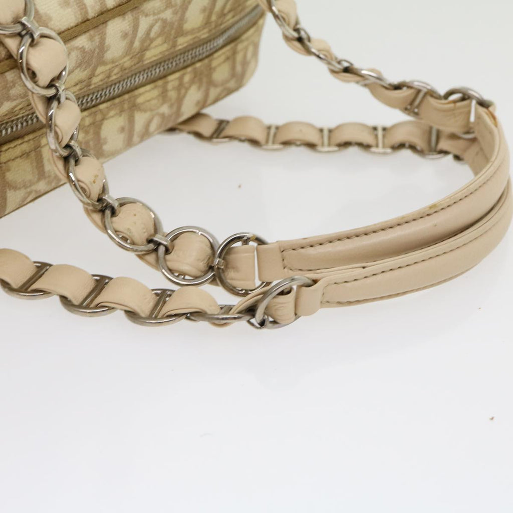 CHRISTIAN DIOR Trotter Canvas Hand Bag PVC Leather Beige Auth yk4818