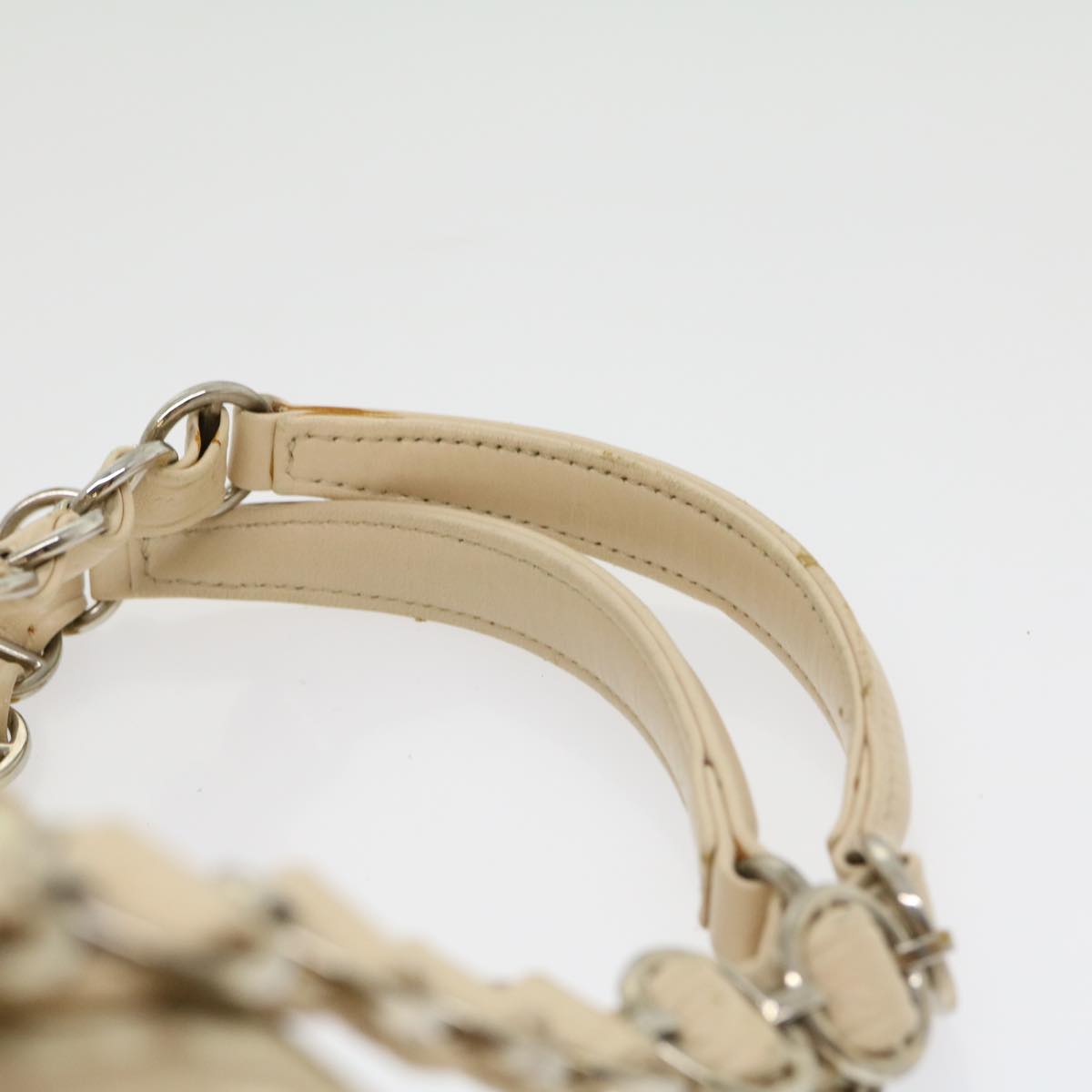 CHRISTIAN DIOR Trotter Canvas Hand Bag PVC Leather Beige Auth yk4818