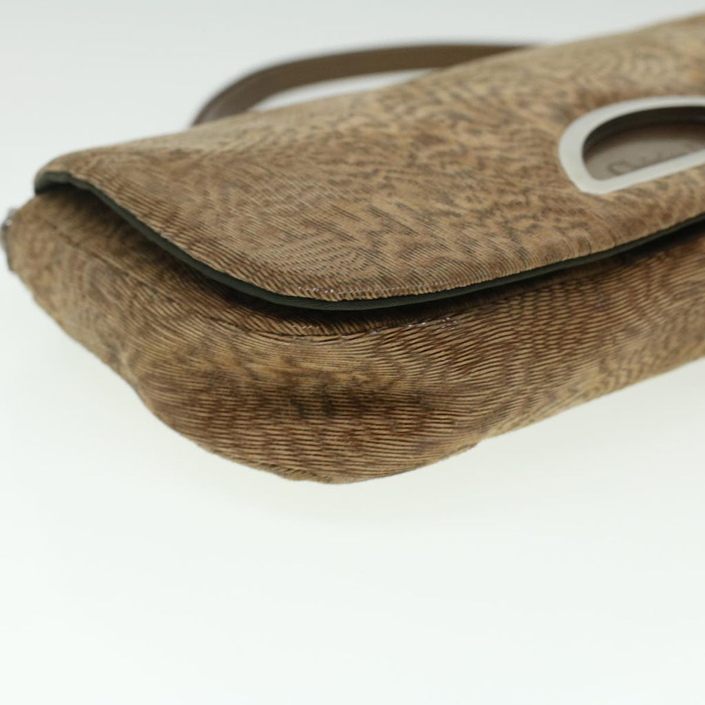 CHRISTIAN DIOR Maris Pearl Shoulder Bag Suede Brown MA-0999 Auth yk5927
