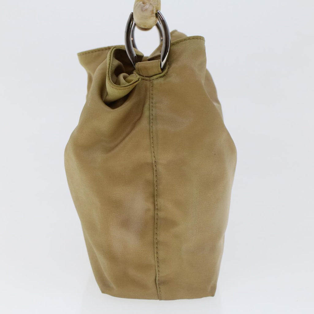CHRISTIAN DIOR Maris Pearl Hand Bag Nylon Beige Auth yk7503